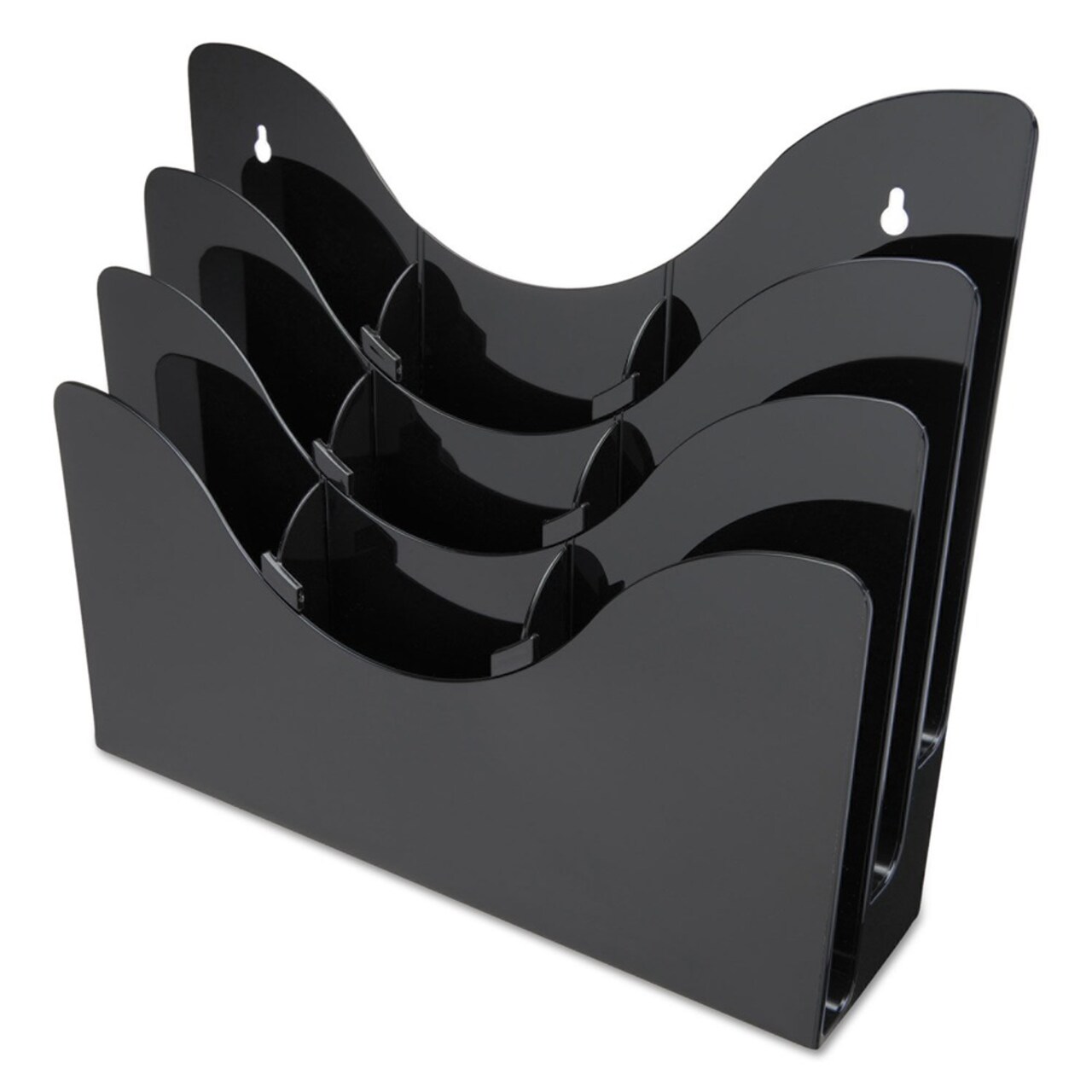 Deflecto 13.38 in. x 3.5 in. x 11.5 in. 6 Removable Dividers 3-Tier Document Organizer - Black